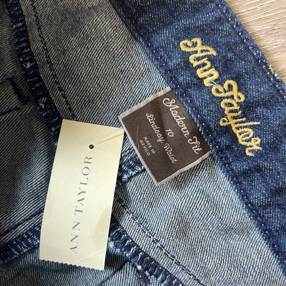 Ann Taylor Jeans Womens 10 Blue Modern Fit Lindsay Waist Straight Leg Dark Wash - Picture 2 of 13